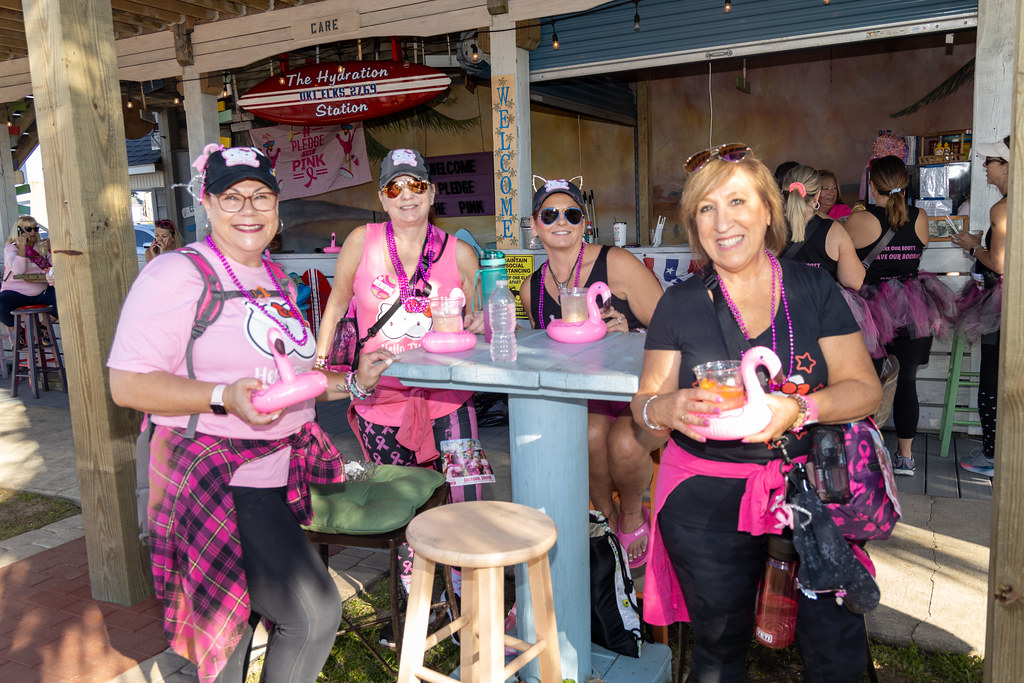 Decorated Pledge the Pink golf cart on Oak Island